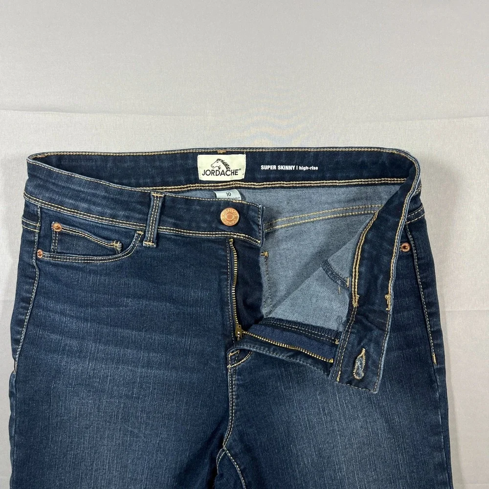 Jordache Super Skinny Jeans Womens 10 Blue Cotton Stretch Dark Wash High Rise